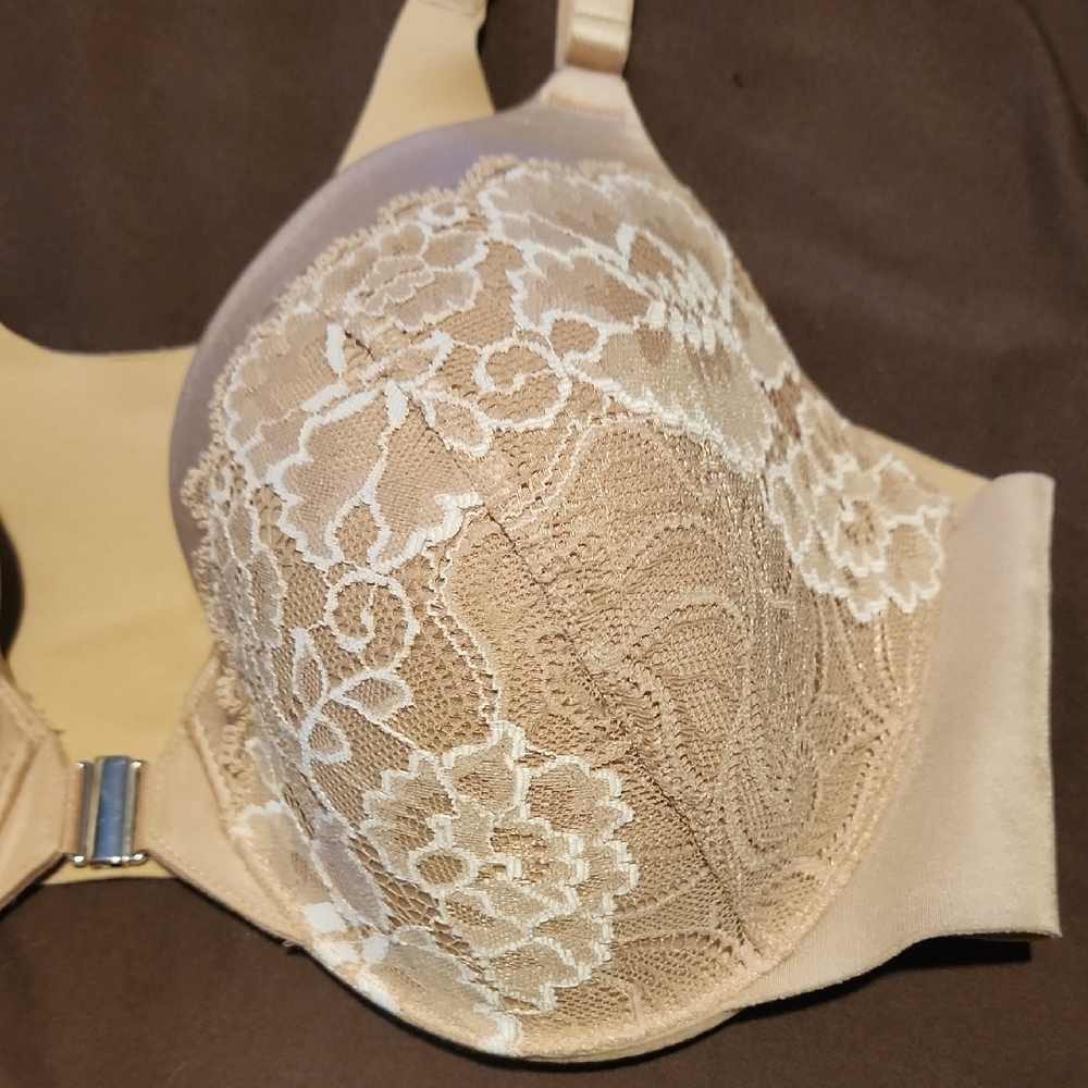 Soma Beige Front Close Vanishing Back Lace Bra 36C - Picture 2 of 5